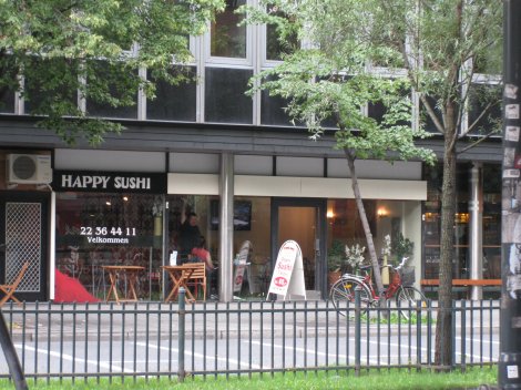 Happy sushi outside