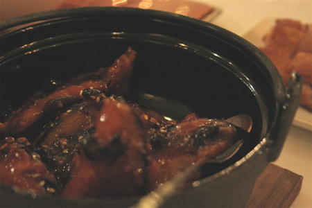 Kai prawn stuffed aubergine