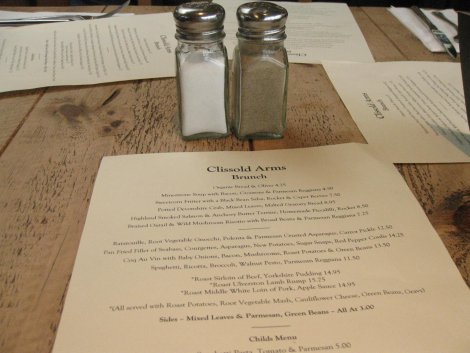 Clissold arms menu