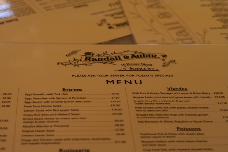 Randall and aubin menu