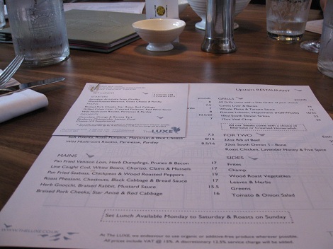 Luxe menu