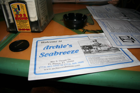 Archies seebreeze menu